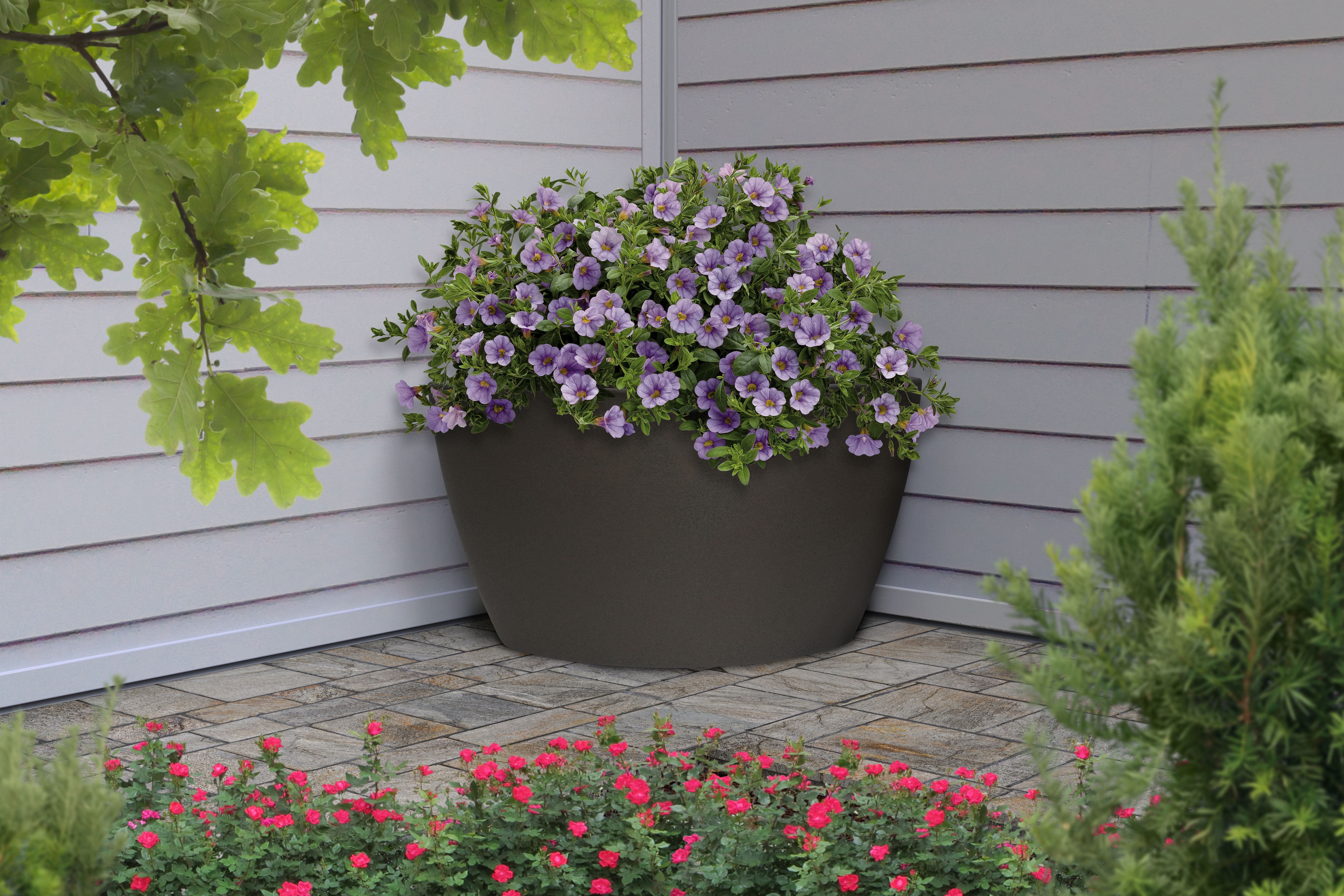 Algreen 30312 35 gal Hampton Contemporary Brownstone Corner Planter