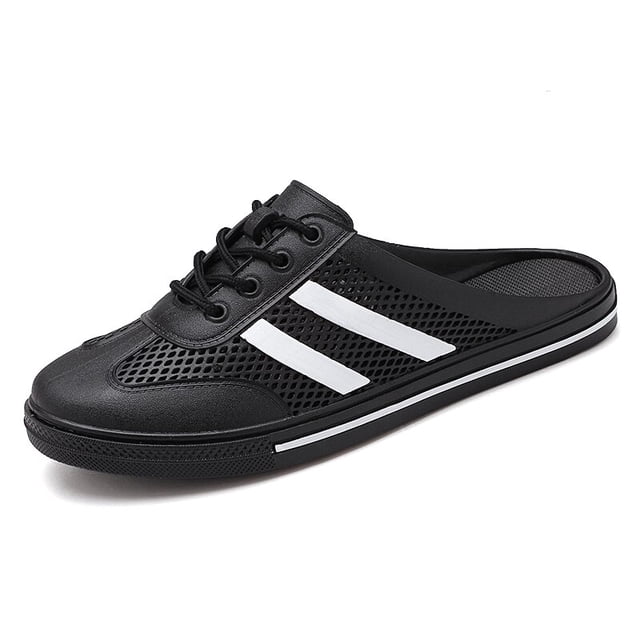 Zapatillas de mujer, sandalias informales para hombre, zapatos planos antideslizantes de verano, sandalias transpirables para jardín, chanclas caladas, zapatos para caminar al aire libre 35 Gao Jinjia LED