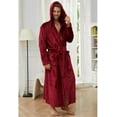 thumbnail image 4 of Vulcanodon Mens Hooded Robe, Full Length Plush Robe for Men Fleece Bathrobe（Burgundy, S/M）, 4 of 4