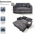 thumbnail image 2 of 65in Sleeper Sofa Bed, Convertible Pull Out Couch with Small Table, USB Ports, Cup Holders & 5-Level Adjustable Backrest, 3 in 1 Corduroy Loveseat Sofa for Living Room, Bedroom, Apartment (Gray), 2 of 7