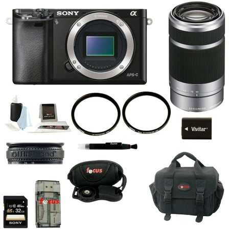 Sony Alpha a6000 Mirrorless Camera w/ 55-210mm Lens & 32GB SDHC Accessory Bundle