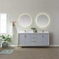 thumbnail image 3 of Vinnova Granada 72" White Faux Stone Top Double Vanity in Paris Gray w/ Mirror, 3 of 10