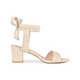 thumbnail image 3 of BLISSFUL STEP Women's Open Toe Pleated Lace Up Block Heels Sandals Beige 9, 3 of 7