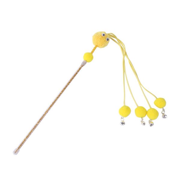 4 Heads Hairball Funny Cat Stick With Bells Bite-resistant Cat Playing Wand Toys Pet Accessories He Qiyong unisex