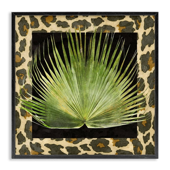 Stupell Industries Bohemian Tropical Leaf Pattern Black Framed Giclee Art, 17 x 17, by Alonzo Saunders