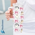 thumbnail image 4 of Halloween Tumbler 40Oz With Handle For Men, Women - Spirit Halloween Cup For Mom, Dad, Sister - Funny Spooky Gift, Halloween Kitchen Decor, Ghost Tumbler For Friend, Coworker (Pink Coquette Bow), 4 of 6