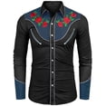 thumbnail image 4 of COOFANDY Men's Western Shirts Embroidered Cowboy Shirt Long Sleeve Slim Fit Halloween Shirts, 4 of 6