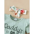 thumbnail image 4 of CARETOO Toddler Girl Clothes Cute Ruffle Short Sleeve T-Shirt Floral Pant+Headband 3Pcs Baby Girl Clothing Set 1-5T, 4 of 5
