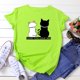 thumbnail image 1 of Pntutb Mujer Verano Lindo Gatos Impreso Camiseta Divertida Casual Manga Corta Top Blusa Pntutb Pntutb-5455, 1 of 4