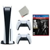 Sony Playstation 5 Disc Version with Extra Controller, The Last of Us and Cleaning Cloth Bundle - Glacier White - Refurbished