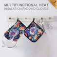 thumbnail image 4 of Yayeee Oven Mitts and Pot Holder Set of 4 Heat Resistant Kitchen Gloves Baking Hot Pad, Puprle Ethereal Floral Harmony, 4 of 5