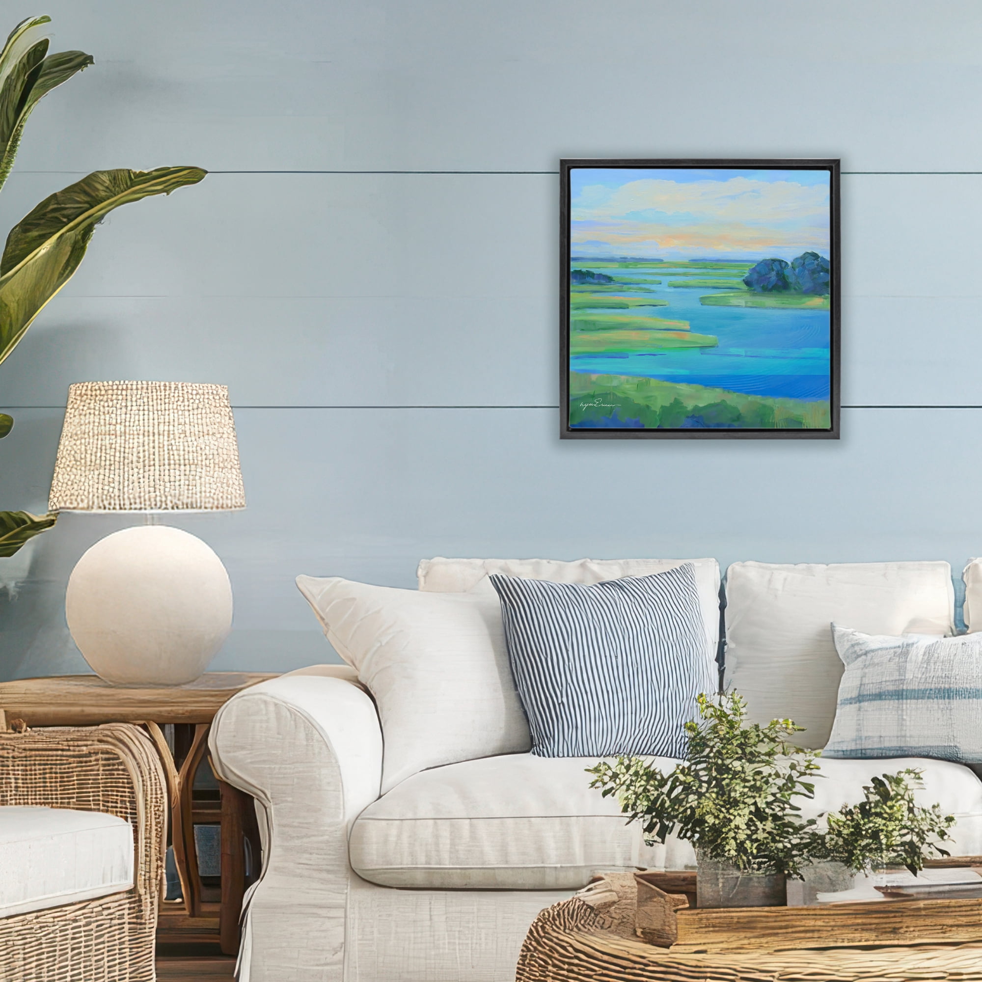 Stupell Industries Scenic Scarborough Marshes Black Framed Floater Canvas Wall Art, design by Lynn Ericson Fine Art