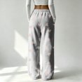 thumbnail image 6 of Sorvello Womens Home Casual Pajama Pants Lips Heart Print Plush Wide Leg Sleep Pants Elastic Drawstring Gray 3XL, 6 of 6