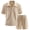 Khaki, variant on Fexilor Men's 2 Piece Casual Quarter Zip Polo Shirt Set Summer Vacation Beach Outfit,Sizes S-2XL