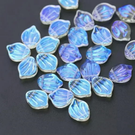 U8MO 10pcs Flower Petals Aurora Crystal Glass Loose Beads Pendants Jewelry Charms DIY-4#Sakura (12x15mm)