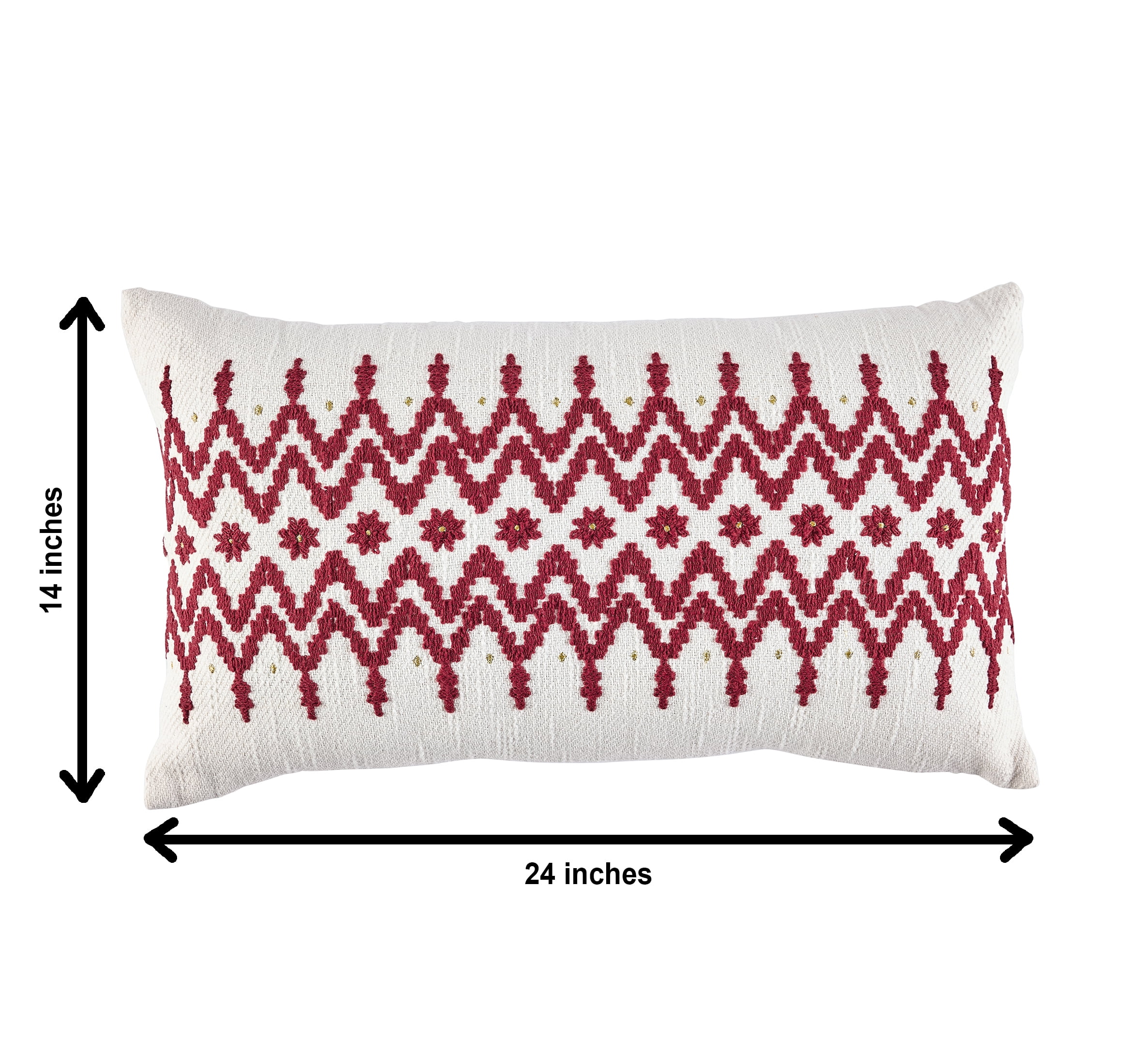 BHG 14 in x 24 in Embroidered Fair Isle Throw Pillow, White