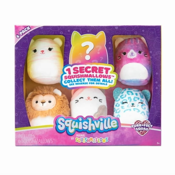 Squishville by Original Squishmallows Purr-fect Squad Plush - Six 2 inch Child's Stuffed Toy