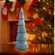 thumbnail image 4 of Árbol de Navidad de cristal verde grande con adornos de luces mini, noche iluminada, 4 of 6