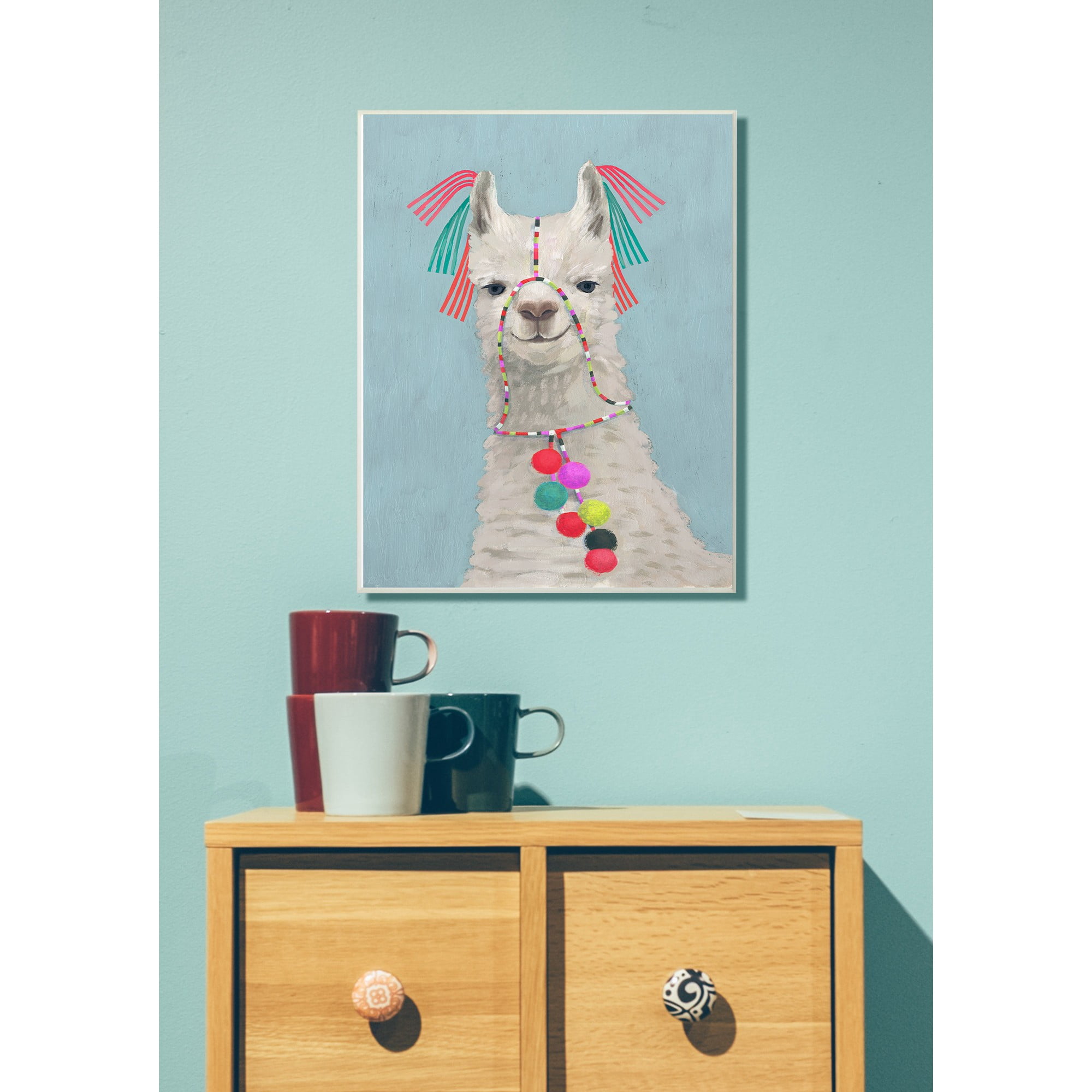 The Stupell Home Decor Collection Llama Adorned in Tassels and Pom Poms Wall Art