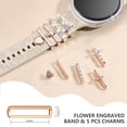thumbnail image 2 of Comvin Flower Engraved Band Compatible with Samsung Galaxy Watch 8 Band 40mm 44mm/Galaxy Watch 8 Classic 46mm, Cute Soft Silicone Band with Charms Accessories for Women (With Band), 2 of 6