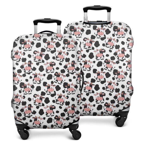White Cow Black Spot Pattern Luggage Cover Fashion Suitcase Cover Baggage Covers Fit 25-28 Inch Luggage (Go Travel)