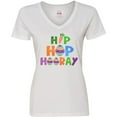 thumbnail image 3 of Inktastic Easter Hip Hop Hooray with Eggs and Carrot Women's V-Neck T-Shirt, 3 of 5