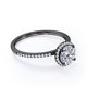 thumbnail image 4 of JeenMata Anillo de Compromiso de 1 Quilate con Corte Redondo y Halo Pavé en Baño de Oro Negro de 18 K sobre Plata, 4 of 5