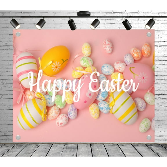 7x5ft Easter Backdrop Colorful Decorated Eggs Photo Backdrop Festive Photography Background Decoration Banner for Theme Party Wedding Birthday Baby Shower Photo Booth Studio Props