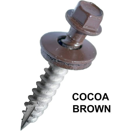 

EAGLE 1 (250 Count) Metal Roofing Screws Painted Hex Washer Head Sheet Metal Roof Screw. Self Starting/self Tapping Metal to Wood Sheet Metal Roofing siding Screws (4 Brown)