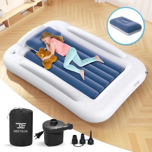 Cama inflable de viaje para niños pequeños Deeteck portátil de 152 cm con bomba