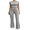 Gray, variant on LYMAYTER Workout Two Piece Set for Women Casual Short Sleeve Tops Fold Over Flare Pants Tracksuits S-XL