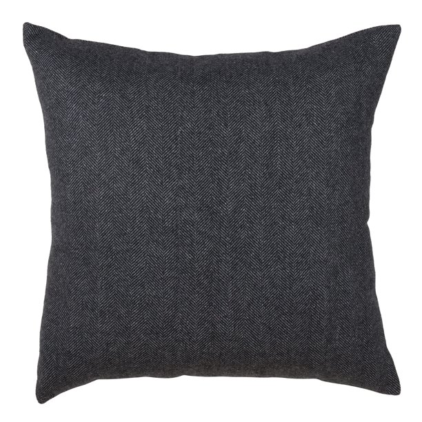 Modern Black Tweed Design Wool and Poly Blend DownFilled Throw Pillow