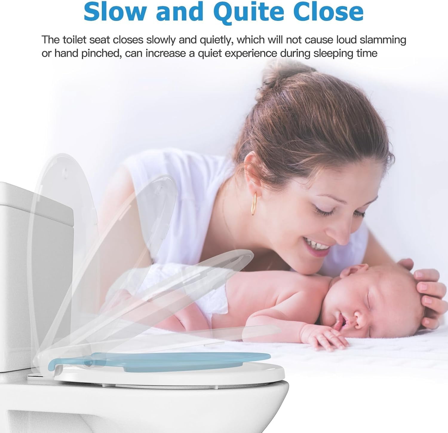 M optimized Toilet Seat 19", Elongated Toilet Seat with Toddler Seat Built in, Potty Training Toilet Seat Elongated for Universal Use, with Slow Close and Magnets