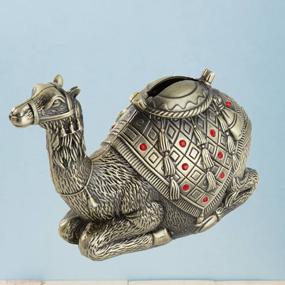 WHAMVOX Camel Piggy Bank Creative Zinc Alloy Coin Bank Money Holder Saving Pot Desktop Ornament (Golden)
