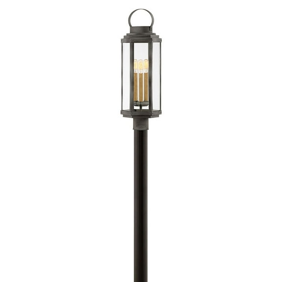 Hinkley Lighting 2537 Aged Zinc / Heritage Brass Danbury 3 Light 25" Tall Post Light