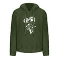 thumbnail image 2 of Women's Hoodies Casual Fleece Sweatshirts Graphic Shirt Floral Oversized Long Sleeve Fuzzy Sweatshirt Printed Tops (L, Army Green), 2 of 4