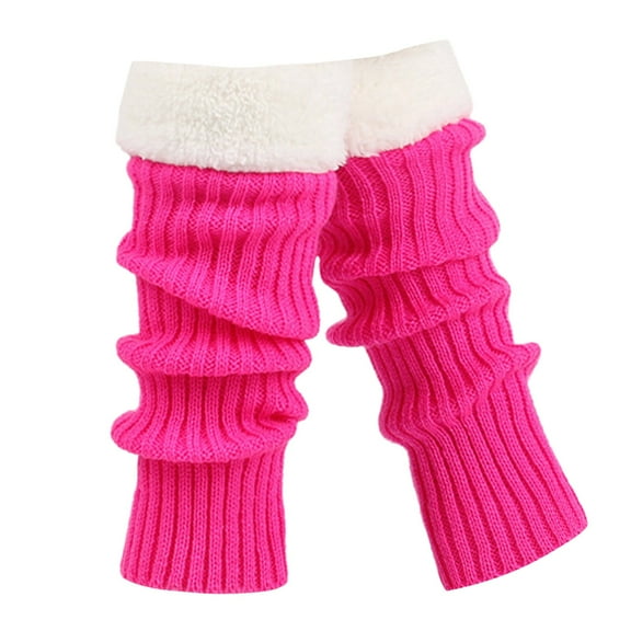 Ankle Socks - Retro Knitted Leg Warmers Crochet Long Boot Socks Christmas Thickened Warm Socks for Women Adult Party Dance Yoga, Socks for Women,Color: Hot Pink Size: One Size