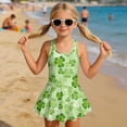 thumbnail image 3 of DISNIMO Girls One Piece Swimsuits Saint Patrick Leaf Print Quick Dry Swimwear Skirted Sleeveless Bathing Suit Soft Stretch Swim Dress for Hawaiian Beach Pool Party, 3 of 8
