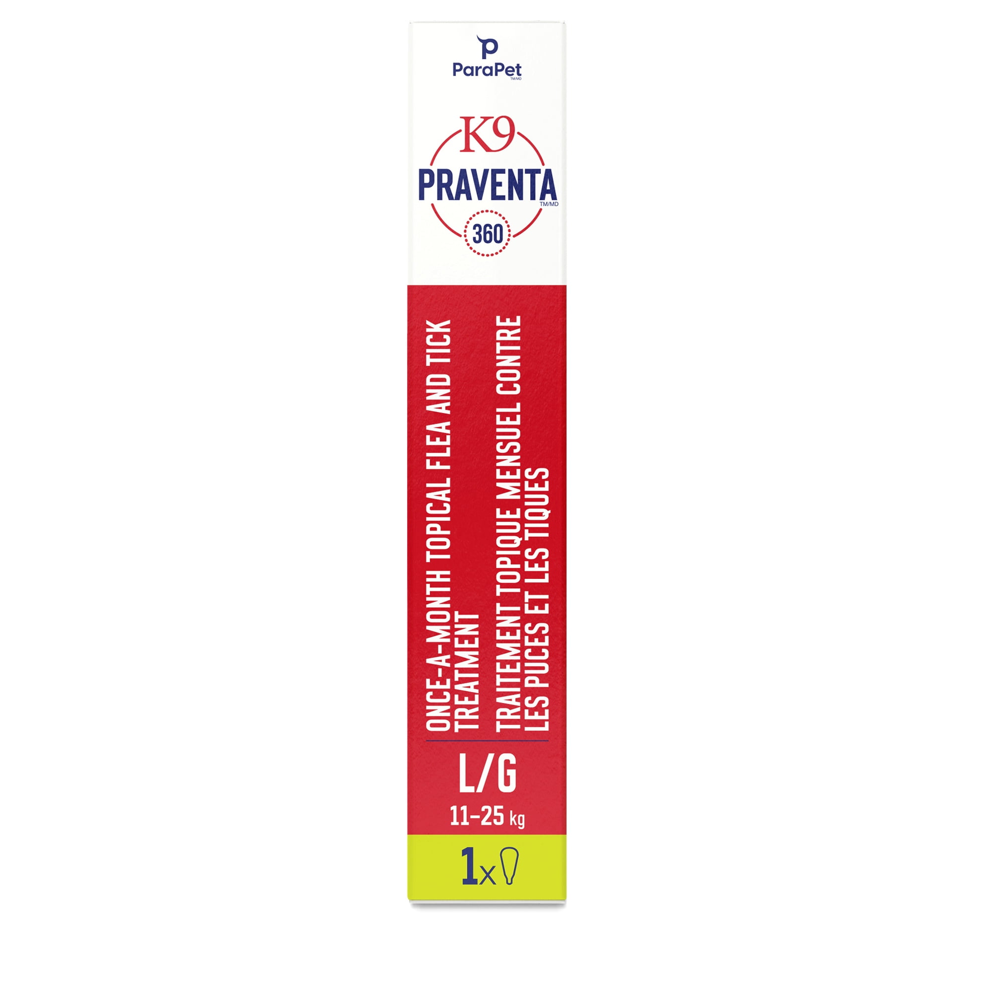 Parapet K9 Praventa 360™ Flea & Tick Treatment, For Large Dogs from 11 kg to 25 kg, 1 Tube