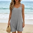 thumbnail image 6 of Dress Summer Casual Women's Summer Sleeveless V Neck Beach Dress Casual Loose Knotted Hem Tank Dress With Metal Ring Straps Gray Xl, 6 of 9