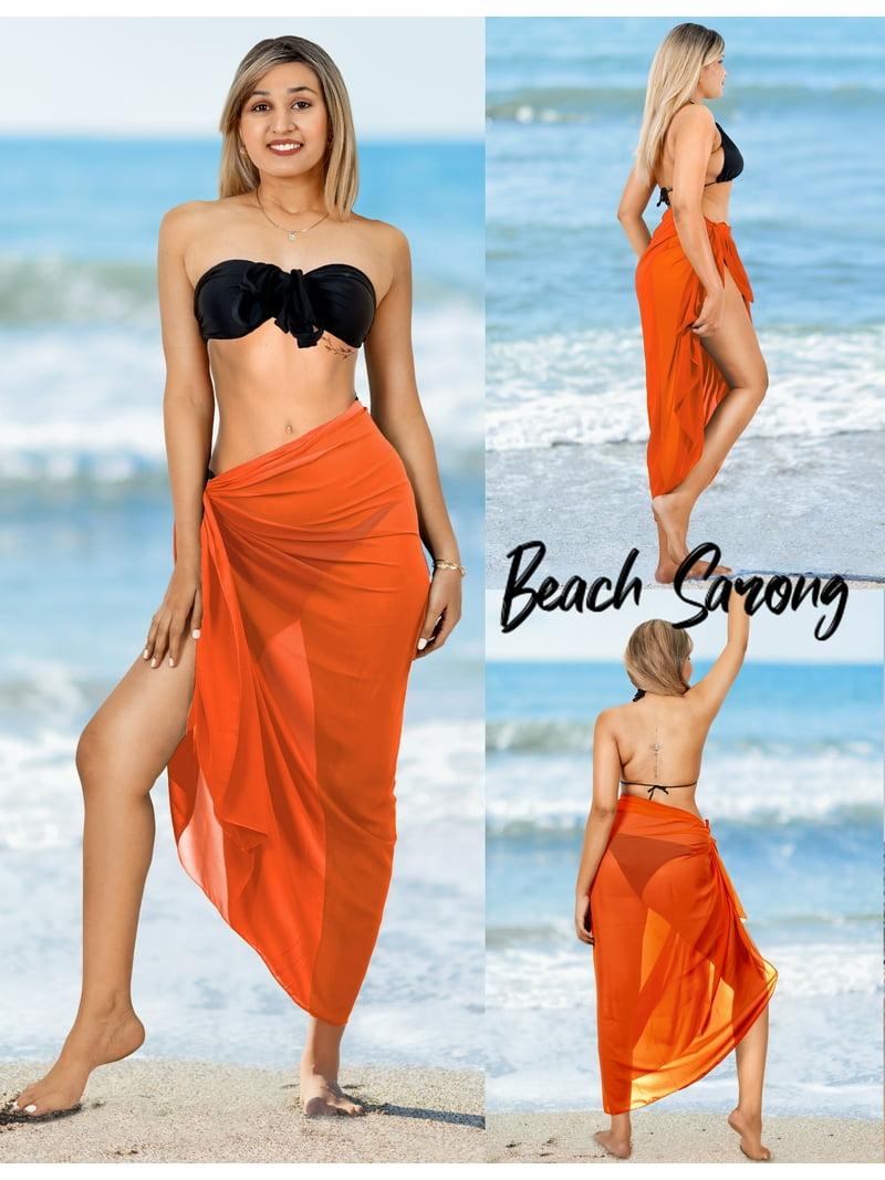 Orange Octopus Sarong Skirt - Beach Cover Up Wrap For Women Swimwear Bikini