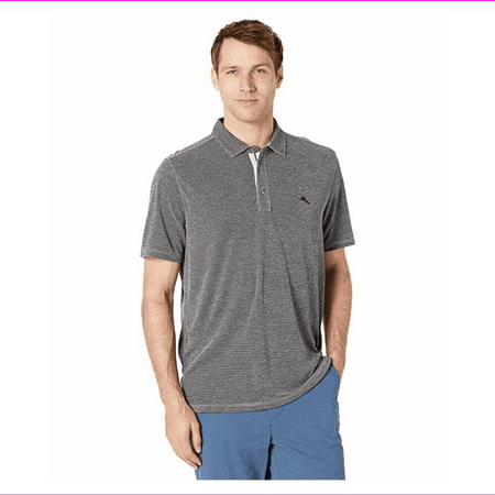 Tommy Bahama Men Paradisco Cove Classic Fit, Short Sleeve Polo, Coal, L