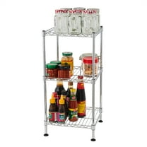 Qiushi 3 Tier Storage Racks Shelving, Heavy Steel Pantry Shelves, Adjustable Wire Shelving Rack, Suitable for Garage, Kitchen, Bathroom, Office, 12" W x 12" D x 24" H, Silver
