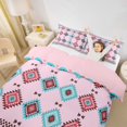 thumbnail image 3 of jejeloiu Classic Aztec Geometric Twin Duvet Cover For Girls,Pink Bohemian Geometric Twin Bedding,Pink Reversible,2 Pieces,1 Duvet Cover and 1 Pillowcase, 3 of 6