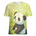 thumbnail image 5 of Cute Panda in Grass Womens Tops Women's Fashion Casual Short Sleeve Flower Print Round Neck Pullover Top Blouse, 5 of 7