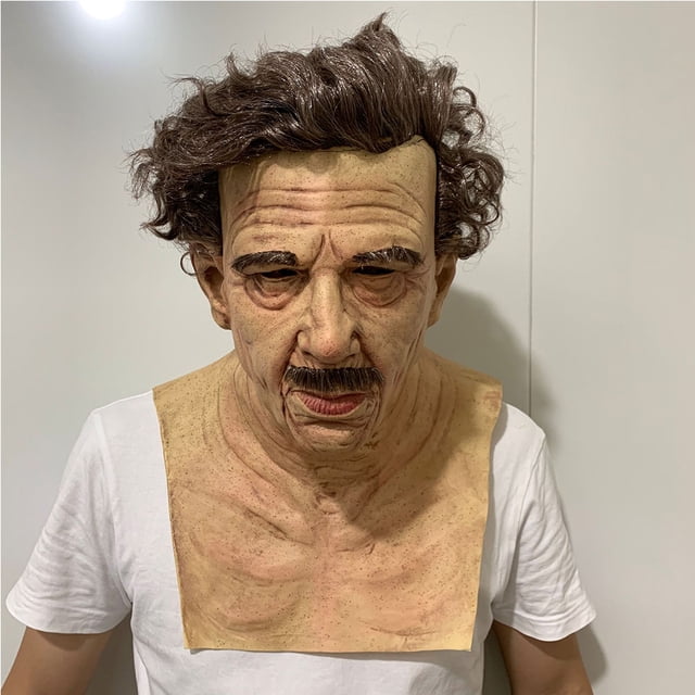 Máscara de látex para Halloween, máscara de anciano, disfraz de Halloween, tocado realista para mascarada