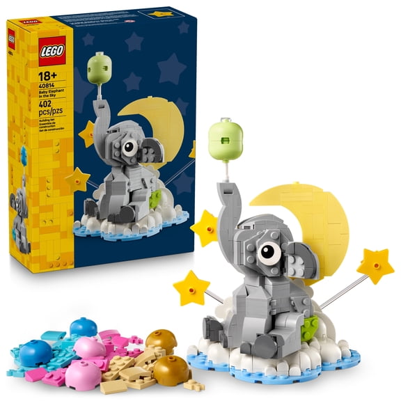 LEGO Baby Elephant in the Sky - Building Set for Adults, Ages 18  - Room Decor for New Parents - Baby Shower Gift for a Boy or Girl - 40814