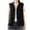Black, variant on Lovskoo 2024 Women Hooded Linen Vest Cardigan Casual Loose Coat Stitching Sleeveless Short Jacket Black