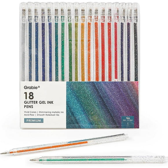 Juego de bolígrafos de tinta de gel con purpurina Grabie Spark Creativity, 18 colores