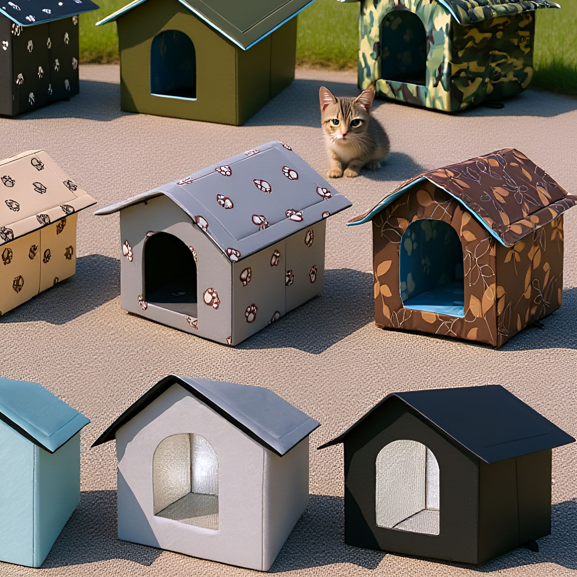 XIBUFE Winter Cat House for Outdoor Indoor Cats with Self Warming Pad, Weather-Proof Heat Insulated Warm Cat Dog Shelter Enclosure for Cats Dogs Rabbits, Portable Water-Proof Tent for Feral (S)